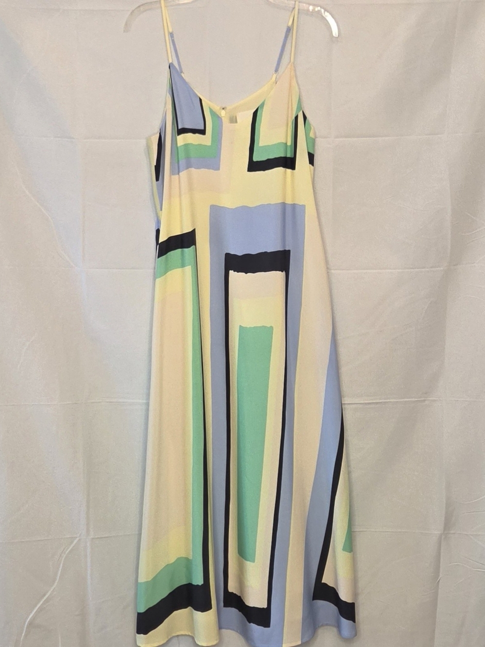 Anthropologie Maeve Abstract Geometric Colorblock Maxi Slip Dress Petite Medium